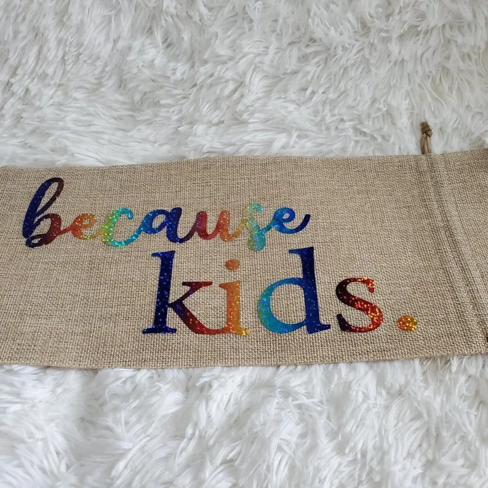 Because Kids Burlap Jute Wine Bag with Drawstrings
